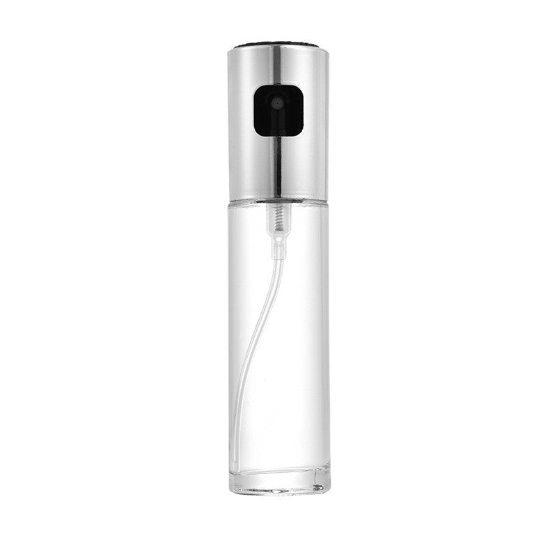 Sticla Pulverizator pentru Bucatariei, Klevo, Spray pentru Gratar, din Sticla cu Capac din Inox, 18 x 4.2 cm, volum 100 ml, Trasnparenta cu Capac Gri