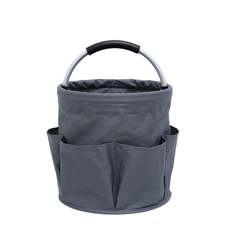 Geanta Cos pentru Scule de 17L, Klevo, Buzunare Exterioare, Cos de Picnic Portabil, Cos pentru Plaja, Cos pentru Curatenie, din Material Oxford 600 D, 28 x 28 x 28 cm Gri inchis