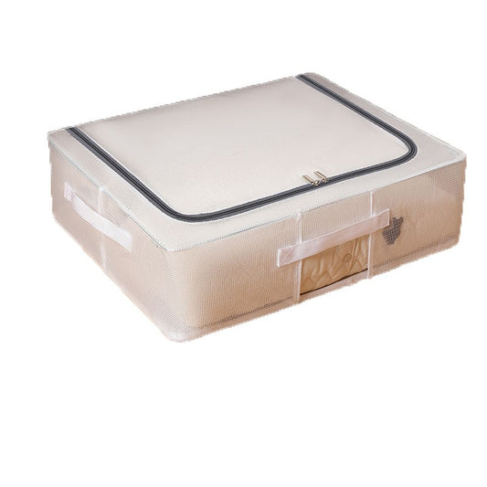 Cutie de Depozitare, Klevo, pentru Pantofi Haine, din Plasa PVC Impermeabila si Manere Laterale, Pliabila, Fermoar Bidirectional, 50 x 40 x 15 cm, Transparenta