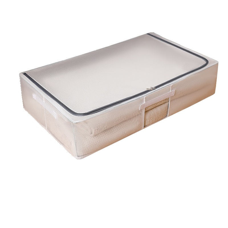 Cutie de Depozitare, Klevo, pentru Haine, Incaltaminte, din Plasa PVC Impermeabila si Manere Laterale, Pliabila, Fermoar Bidirectional, 80 x 47 x 18 cm, Transparenta