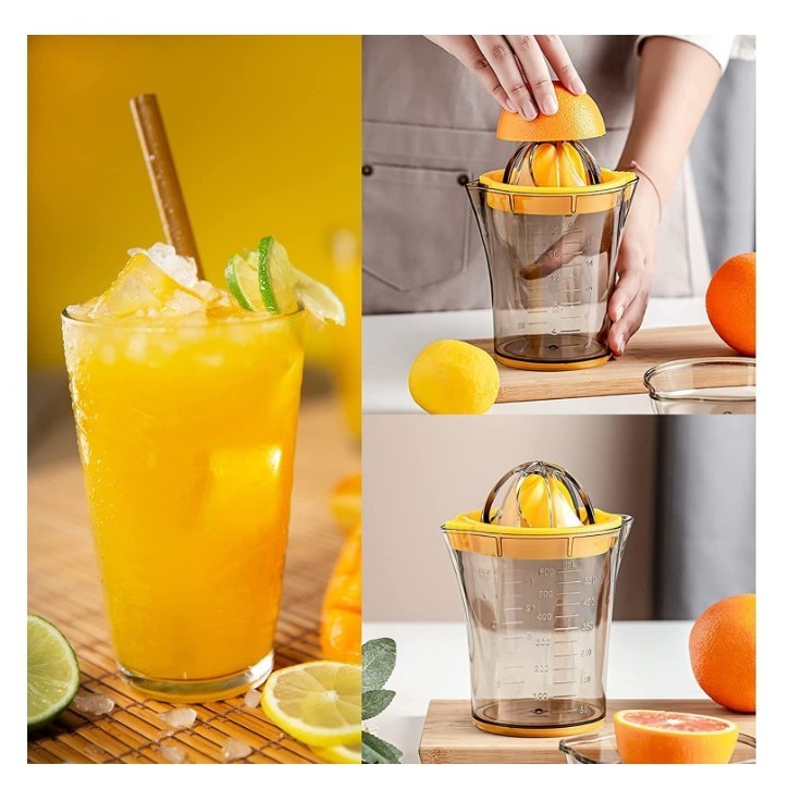 Storcator manual citricie Klevo, cu recipient de 600 ml, 15x8.5x13.5 cm, material ABS, Transparent