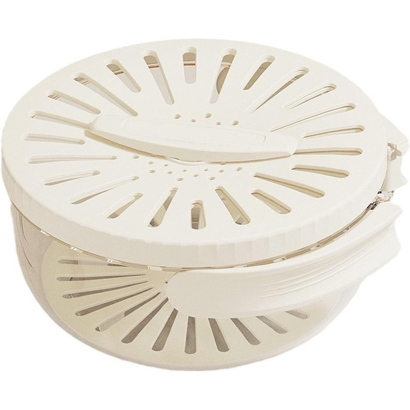 Strecuratoare 2 in 1 pentru Fructe si Legume, Klevo, Cos de Scurgere si Cutie de Depozitare, 15.5 x 8.3 cm, din PP, cu Maner si Capac, Alb