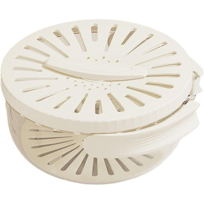 Strecuratoare 2 in 1 pentru Fructe si Legume, Klevo, Cos de Scurgere si Cutie de Depozitare, 15.5 x 8.3 cm, din PP, cu Maner si Capac, Alb
