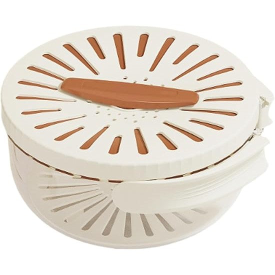 Strecuratoare 2 in 1 pentru Fructe si Legume, Klevo, Cos de Scurgere si Cutie de Depozitare, 15.5 x 8.3 cm, din PP, cu Maner si Capac, Maro