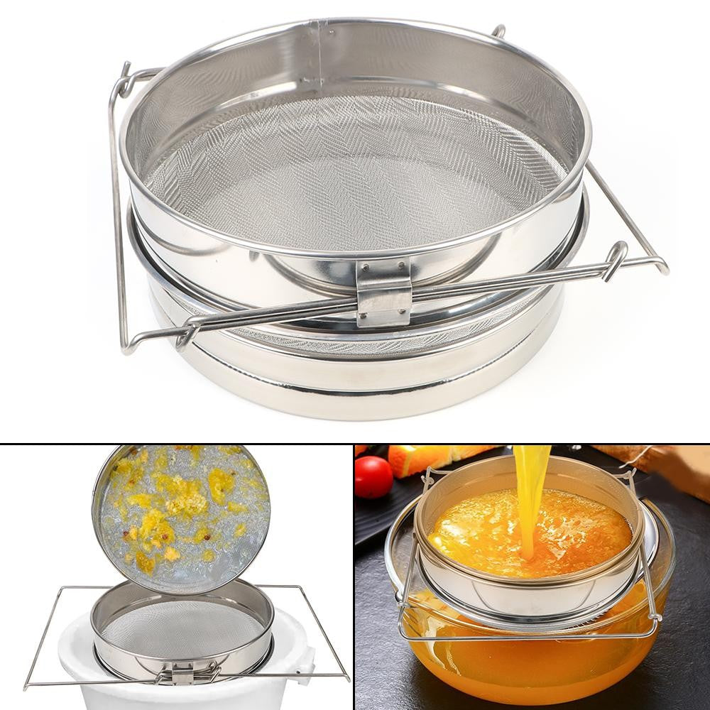 Strecuratoare Apicola, Klevo, din Inox, Dubla, Filtrare Miere, 25 x 25 x 10 cm, Gri