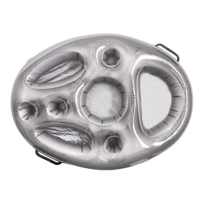 Bar gonflabil/Suport de pahare plutitor, Klevo, cu 8 compartimente, pompa inclusa, PVC, Gri, 25x18,5x4 cm