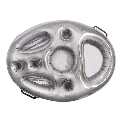 Bar gonflabil/Suport de pahare plutitor, Klevo, cu 8 compartimente, pompa inclusa, PVC, Gri, 25x18,5x4 cm