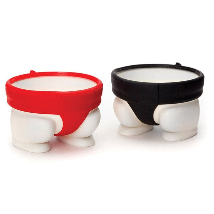 Set 2 Suporturi pentru Oua Fierte, Klevo, Model Sumo, din Silicon si PP, Multicolor