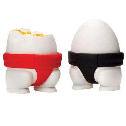Set 2 Suporturi pentru Oua Fierte, Klevo, Model Sumo, din Silicon si PP, Multicolor