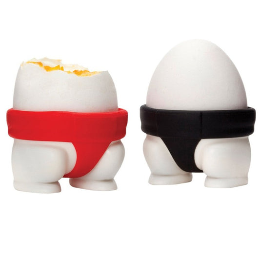 Set 2 Suporturi pentru Oua Fierte, Klevo, Model Sumo, din Silicon si PP, Multicolor