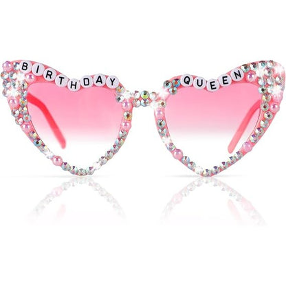 Ochelari Decorativi, Klevo, Model Birthday Queen, cu Diamante, pentru Aniversari, din PC, 15.3 x 5.7 x 14.5 cm, Roz