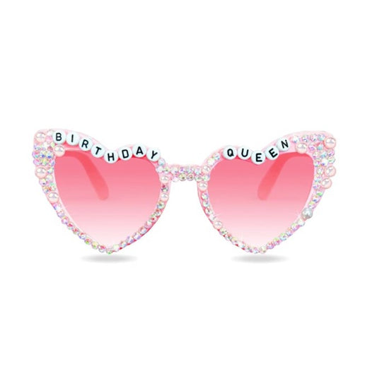 Ochelari Decorativi, Klevo, Model Birthday Queen, cu Perle si Pietre, pentru Aniversari, din PC, 15.3 x 5.7 x 14.5 cm, Roz