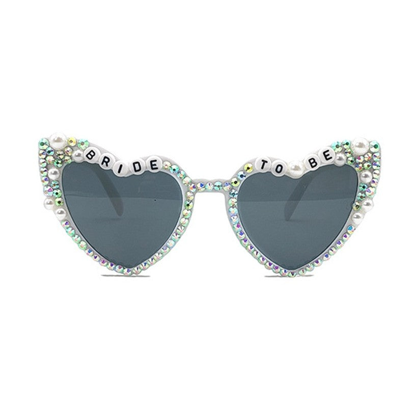 Ochelari Decorativi, Klevo, Model Bride to Be, cu Perle si Diamante, pentru Nunta, din PC, 15.3 x 5.7 x 14.5 cm, Alb