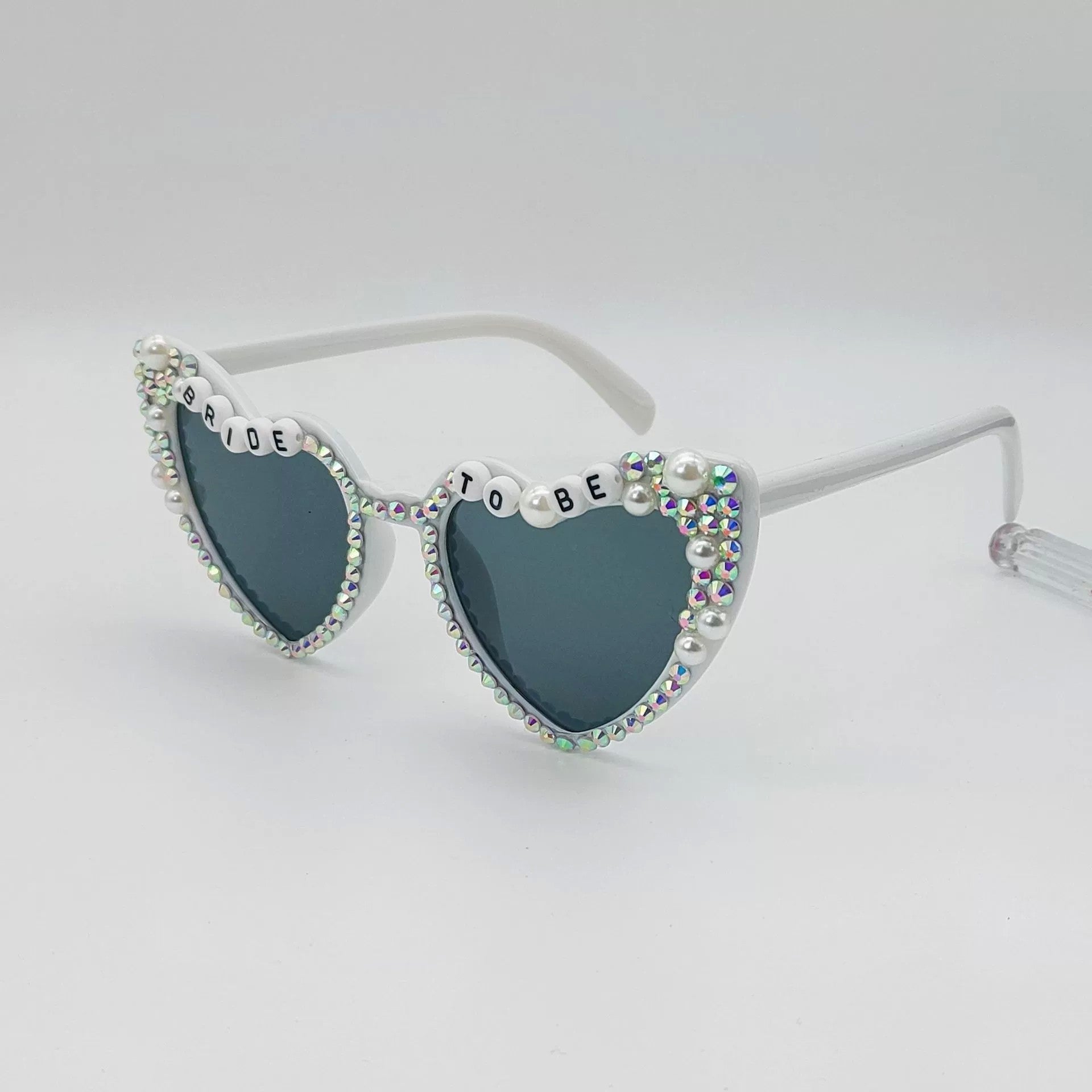 Ochelari Decorativi, Klevo, Model Bride to Be, cu Perle si Diamante, pentru Nunta, din PC, 15.3 x 5.7 x 14.5 cm, Alb