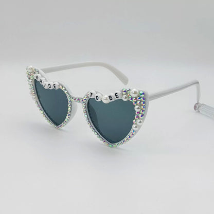 Ochelari Decorativi, Klevo, Model Bride to Be, cu Perle si Diamante, pentru Nunta, din PC, 15.3 x 5.7 x 14.5 cm, Alb