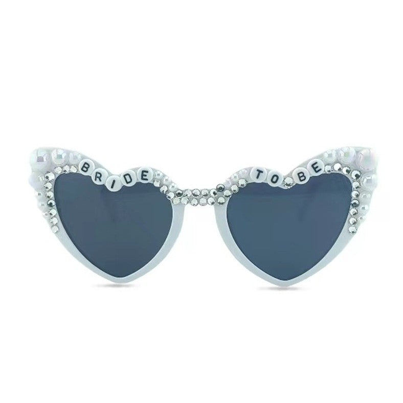 Ochelari Decorativi, Klevo, Model Bride to Be, cu Perle, pentru Nunta, din PC, 15.3 x 5.7 x 14.5 cm, Alb