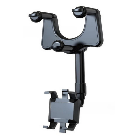 Suport auto Klevo cu atasare la oglinda retrovizoare, model Y611, rotativ 360 de grade și retractabil, multifuncțional, compatibil cu toate telefoanele mobile, Negru
