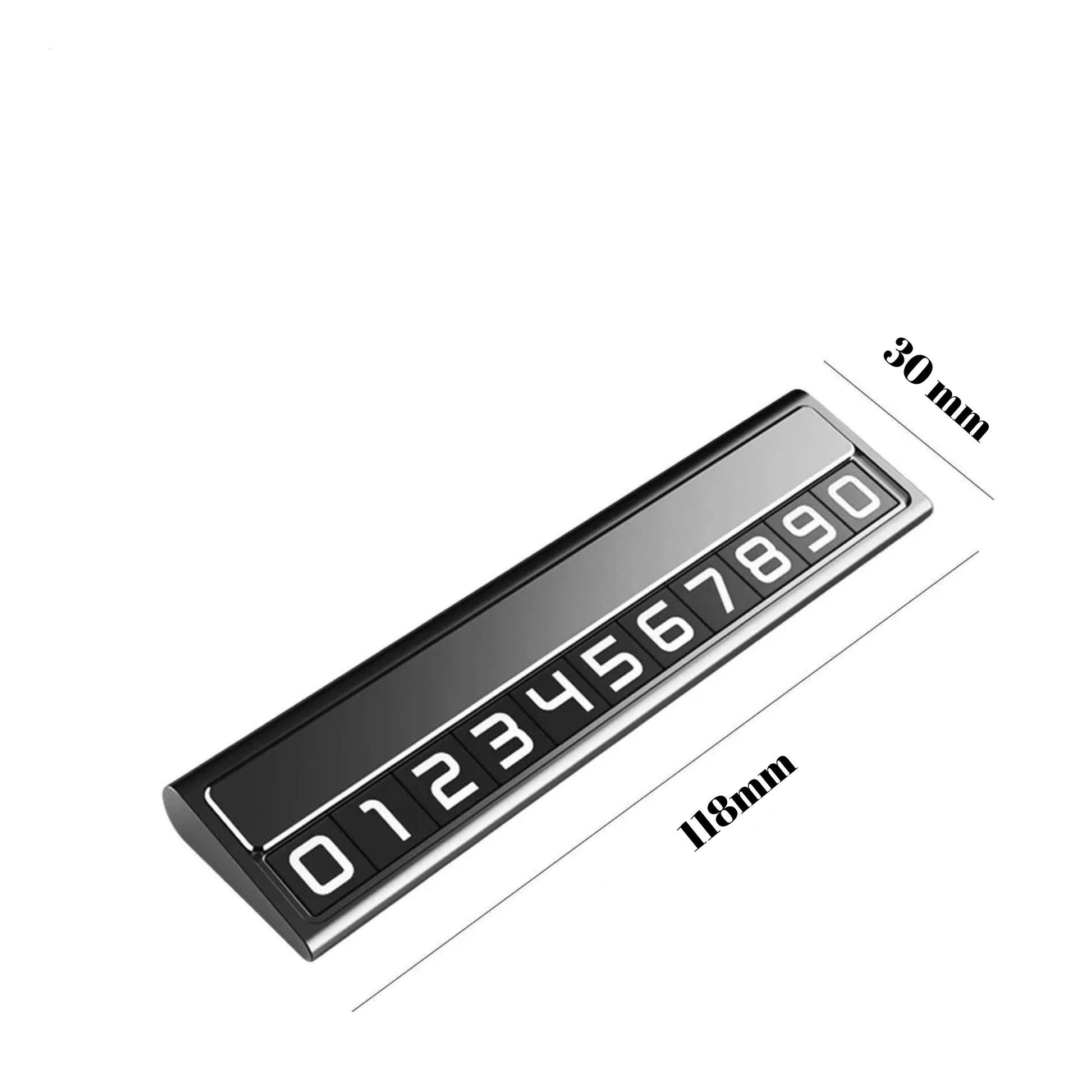 Suport Auto Numar Telefon Parcare, Klevo, Design Metalic cu Capac, Afisaj Ascuns Rabatabil, Cifre Magnetice Fluorescente, 11.8 x 3 x 1 cm, Negru