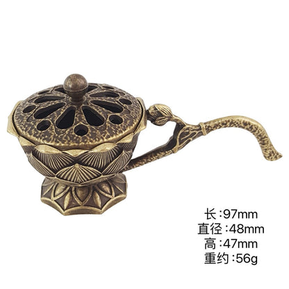 Suport de Tamaiat, Klevo, din Aliaj de Zinc, Model Lotus, Ignifug, 9.7 x 4.8 x 4.7 cm, Bronz