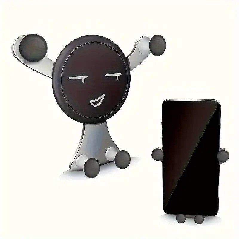 Suport de Telefon, Klevo, pentru Ventilatie, din ABS si Silicon, 11 x 10 x 4 cm, pentru Telefon 4.0 - 6.0 inch, Model Smiley Face, Argintiu