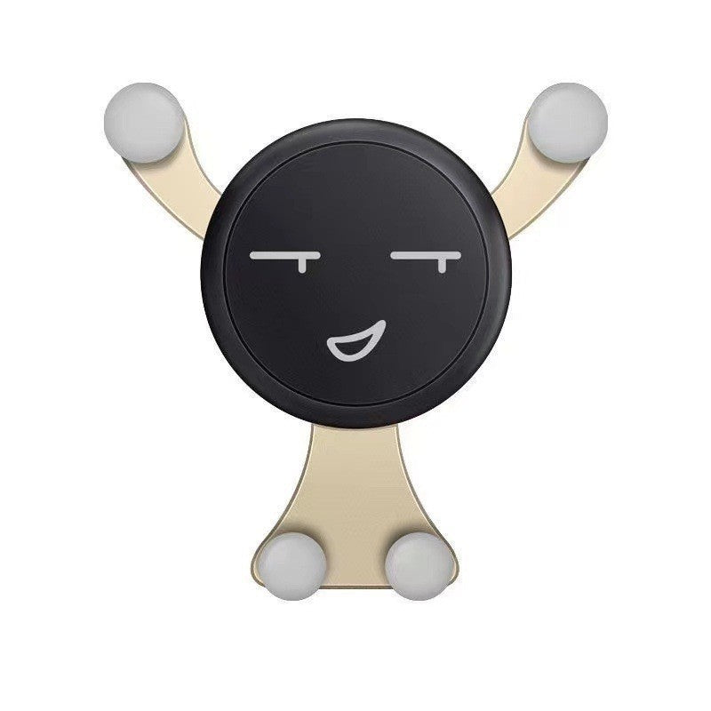 Suport de Telefon, Klevo, pentru Ventilatie, din ABS si Silicon, 11 x 10 x 4 cm, pentru Telefon 4.0 - 6.0 inch, Model Smiley Face, Auriu
