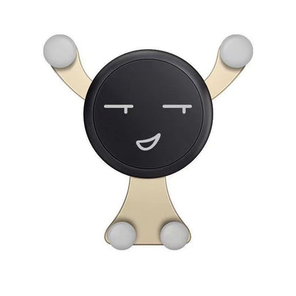 Suport de Telefon, Klevo, pentru Ventilatie, din ABS si Silicon, 11 x 10 x 4 cm, pentru Telefon 4.0 - 6.0 inch, Model Smiley Face, Auriu