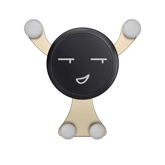 Suport de Telefon, Klevo, pentru Ventilatie, din ABS si Silicon, 11 x 10 x 4 cm, pentru Telefon 4.0 - 6.0 inch, Model Smiley Face, Auriu