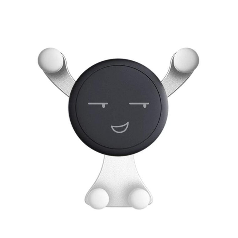 Suport de Telefon, Klevo, pentru Ventilatie, din ABS si Silicon, 11 x 10 x 4 cm, pentru Telefon 4.0 - 6.0 inch, Model Smiley Face, Argintiu