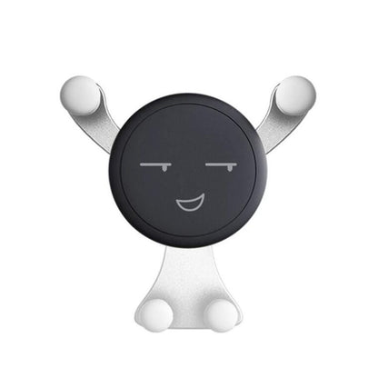 Suport de Telefon, Klevo, pentru Ventilatie, din ABS si Silicon, 11 x 10 x 4 cm, pentru Telefon 4.0 - 6.0 inch, Model Smiley Face, Argintiu