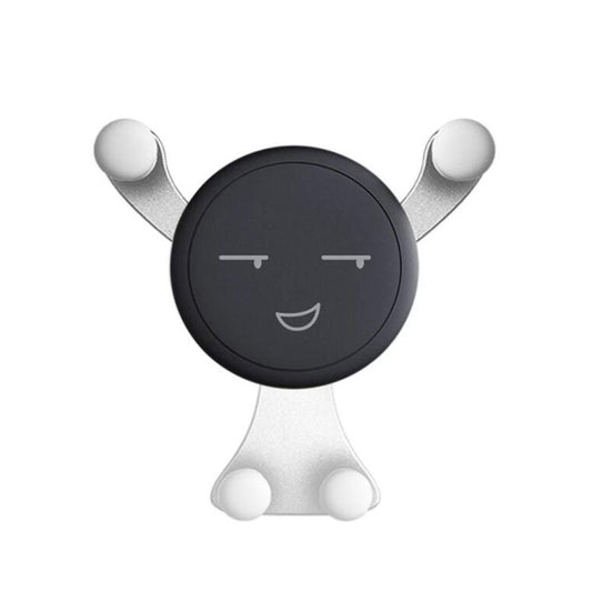 Suport de Telefon, Klevo, pentru Ventilatie, din ABS si Silicon, 11 x 10 x 4 cm, pentru Telefon 4.0 - 6.0 inch, Model Smiley Face, Argintiu