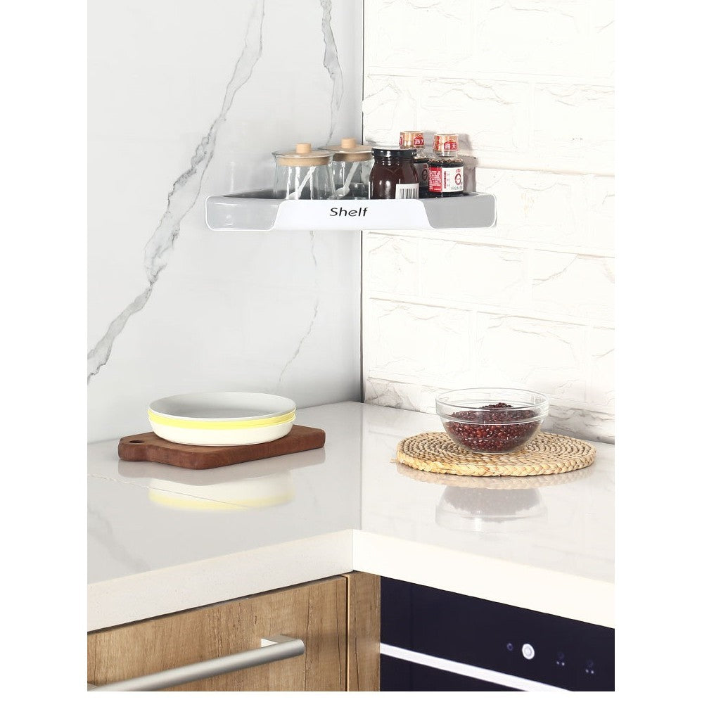 Suport Depozitare, Klevo, din Plastic, Montare fara Perforatii, pentru Baie/Bucatarie, 28 x 39 x 4.5 cm, Gri