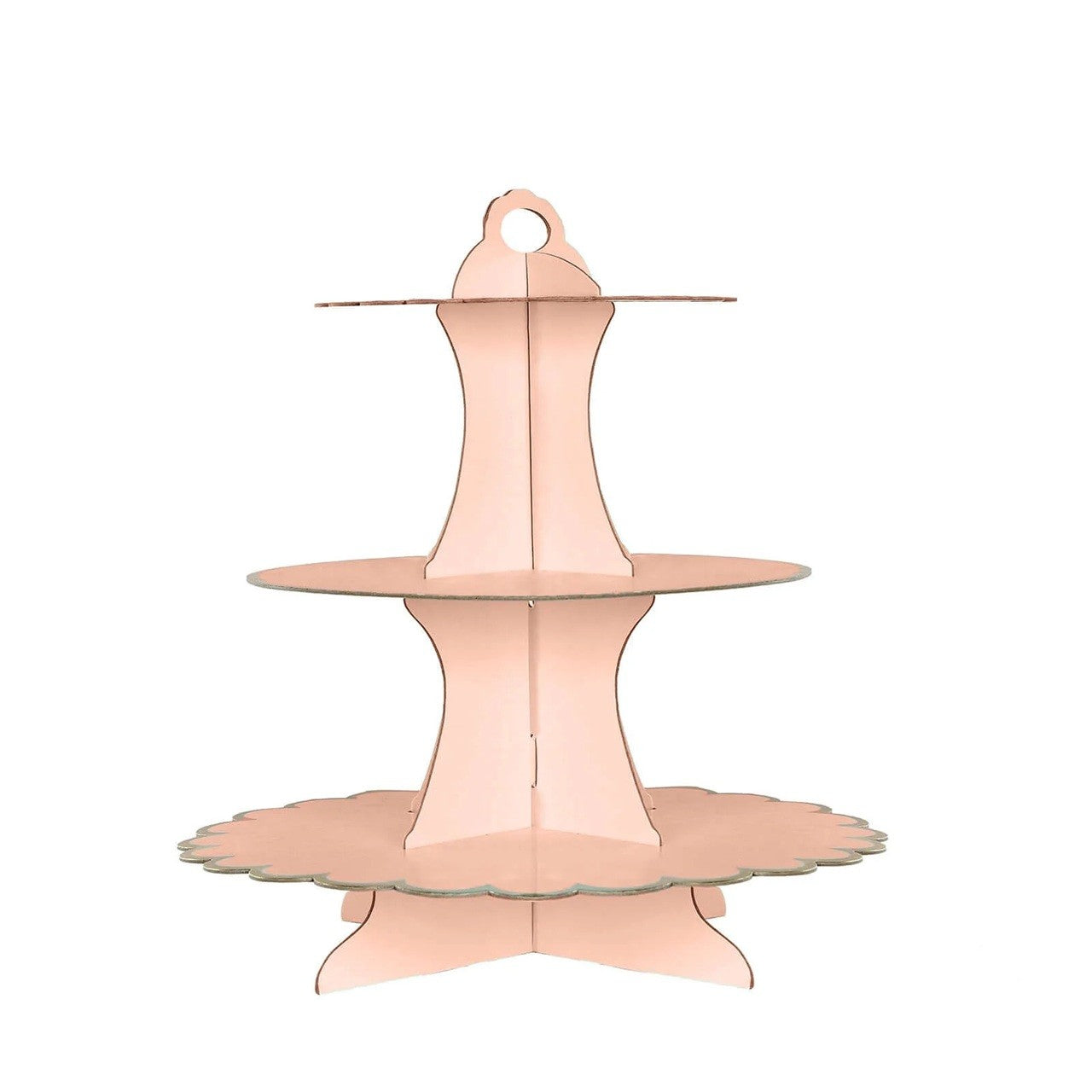 Etajera pentru Prajituri, Klevo, din Carton, 3 Nivele, 16/22/29 cm Diametru, Inaltime 38 cm, Roz