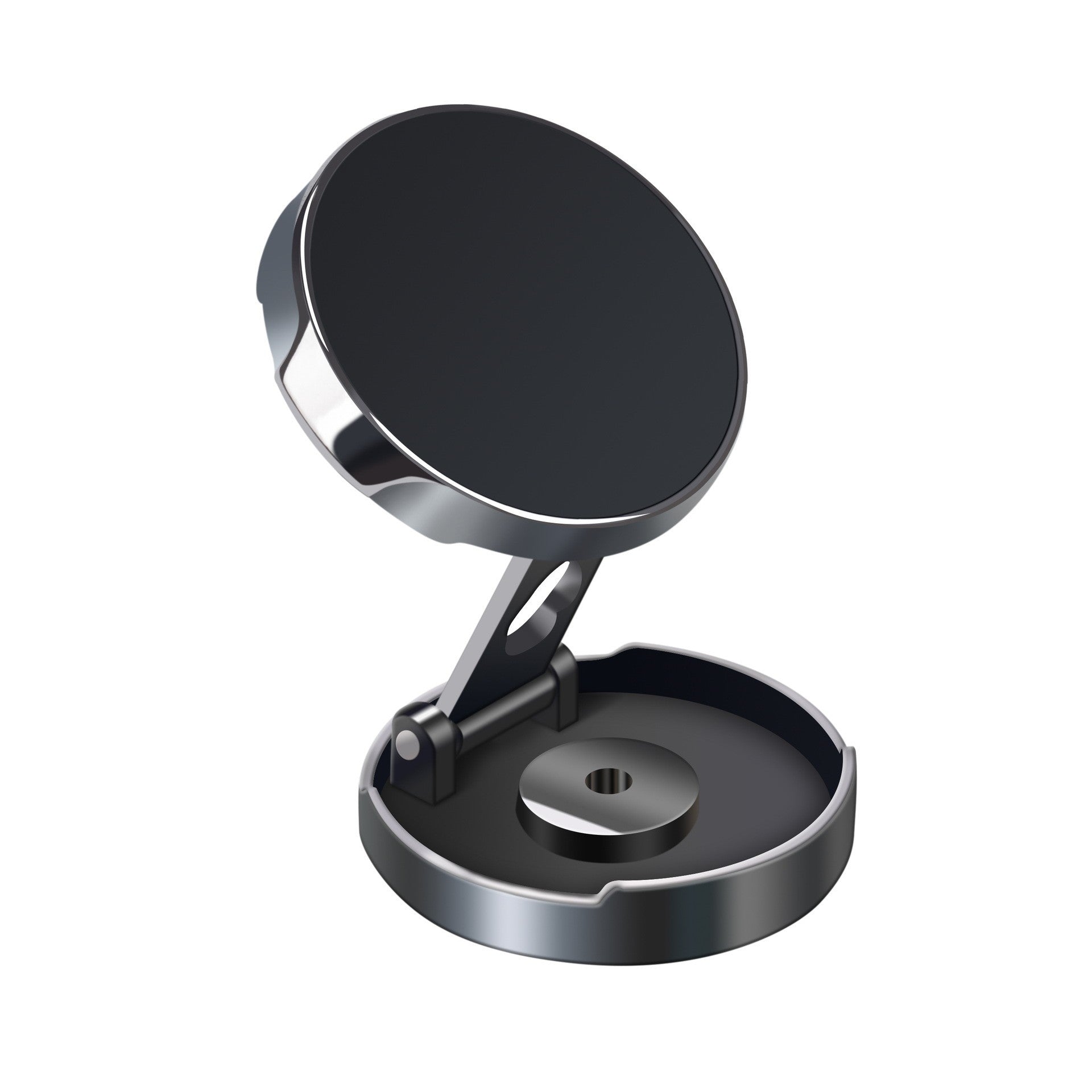 Suport de Telefon, Klevo, cu Adeziv, din ABS si Magnet, Pliabil, Diametru 4.4 cm, Universal, Negru
