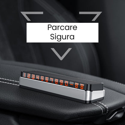 Suport Numar de Telefon pentru Parcare Auto, Klevo, Suport pentru Numarul de telefon, Pop-Up pentru Ascundere, Banda Adeziva Inclusa, 150 x 52 x 60 mm, Cifre Rosii, Space Gray