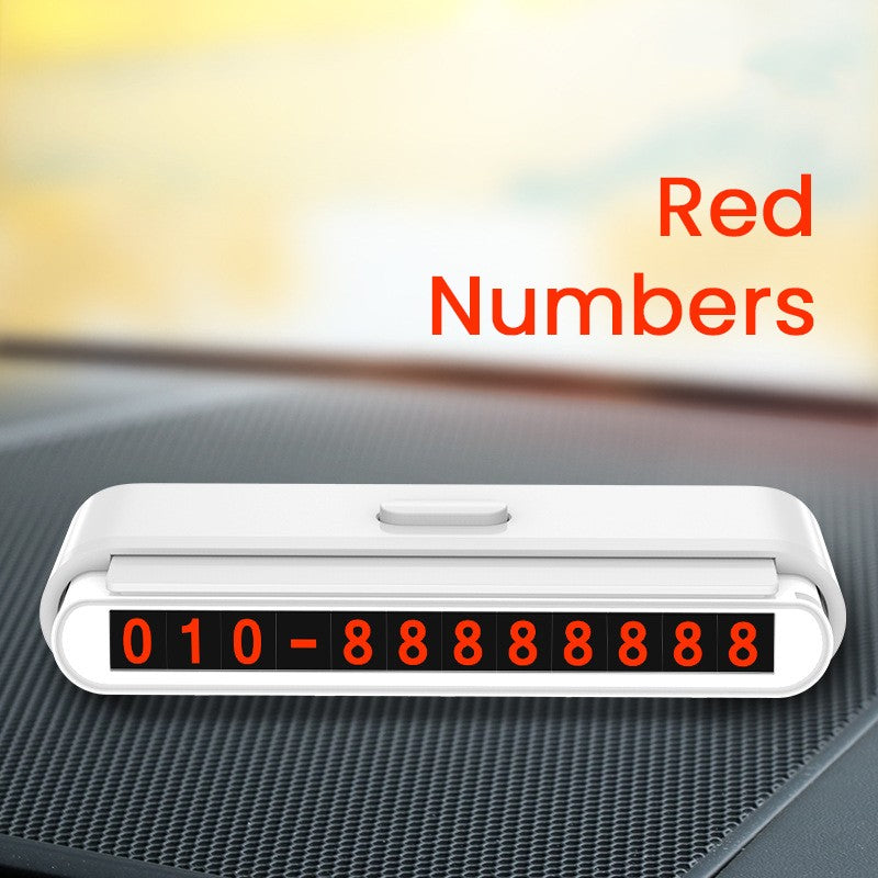Suport Numar de Telefon pentru Parcare Auto, Klevo, Suport pentru Numarul de telefon, Banda glisanta pentru Ascundere, Banda Adeziva Inclusa, 120 x 48 x 24 mm, Cifre Rosii, Gri deschis