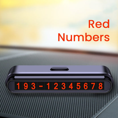 Suport Numar de Telefon pentru Parcare Auto, Klevo, Suport pentru Numarul de telefon, Banda glisanta pentru Ascundere, Banda Adeziva Inclusa, 120 x 48 x 24 mm, Cifre Rosii, Negru