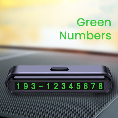 Suport Numar de Telefon pentru Parcare Auto, Klevo, Suport pentru Numarul de telefon, Banda glisanta pentru Ascundere, Banda Adeziva Inclusa, 120 x 48 x 24 mm, Cifre Verzi, Negru Mat
