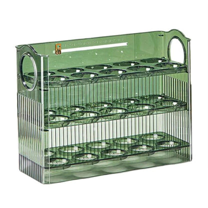 Suport Organizator pentru Oua, Klevo, Capacitate 30 Oua, Pentru Usa Frigiderului, 3 Straturi, din Plastic, Verde Transparent