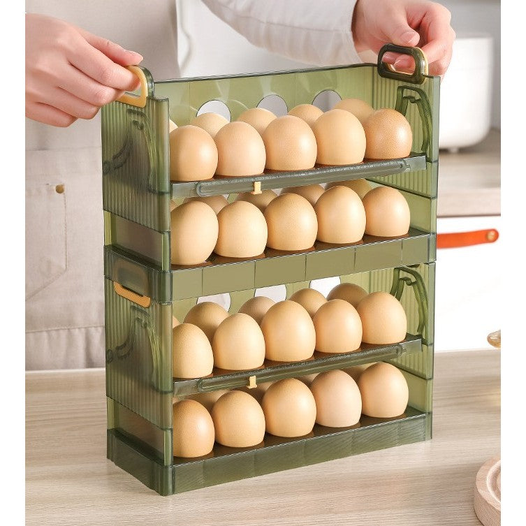 Suport Organizator pentru Oua, Klevo, pentru Frigider, Verde transparent, Capacitate 20 oua, Doua straturi, cu Data de Expirare, 25.5x10x17 cm