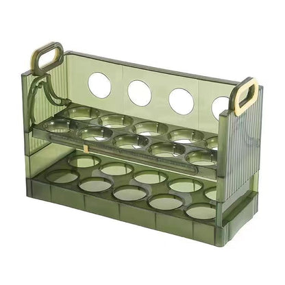 Suport - Organizator pentru Oua in Frigider, Klevo, pentru 20 de oua in 2 Straturi, din Plastic 25.5 x 10 x 17 cm, Verde Transparent