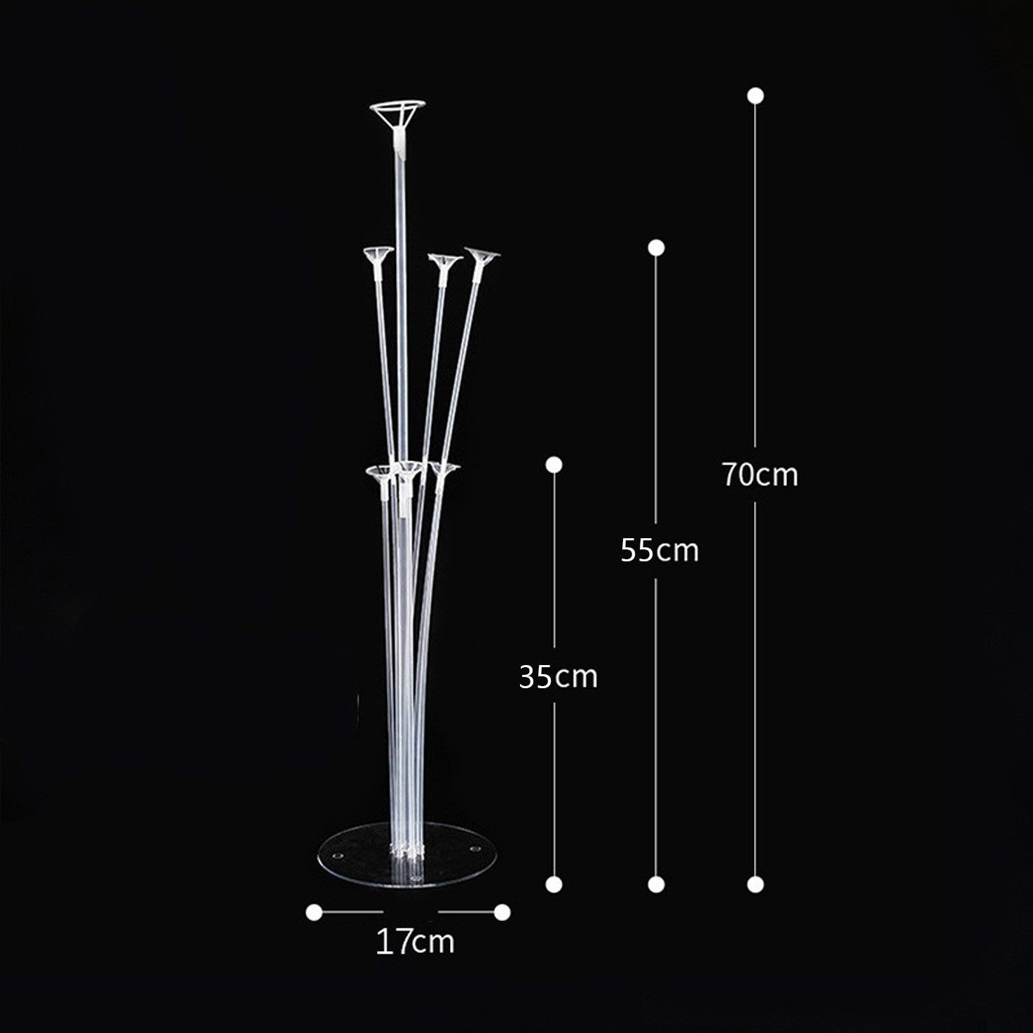 Suport pentru Baloane, Klevo, cu Trei Straturi, pentru 7 Baloane, 70 cm, Transparent