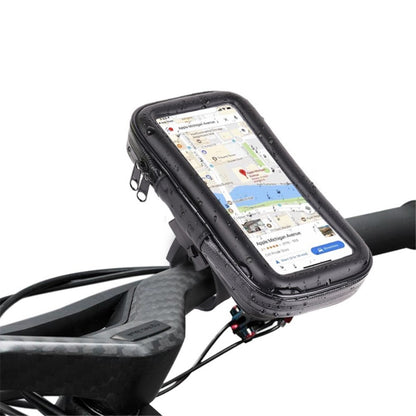 Suport husa telefon mobil Klevo pentru bicicleta si motocicleta, rezistent apa si socuri, touchscreen, 360 rotativ, negru, marime L ≤ 5.5 inch