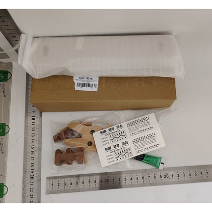 Suport pentru Chei, Klevo, din Lemn, Aplicare fara Perforare, Adeziv Inclus, 5 Carlige Albe, Model Iepure, Greutate Suportata 5 kg, 13.5 x 22 cm, Maro