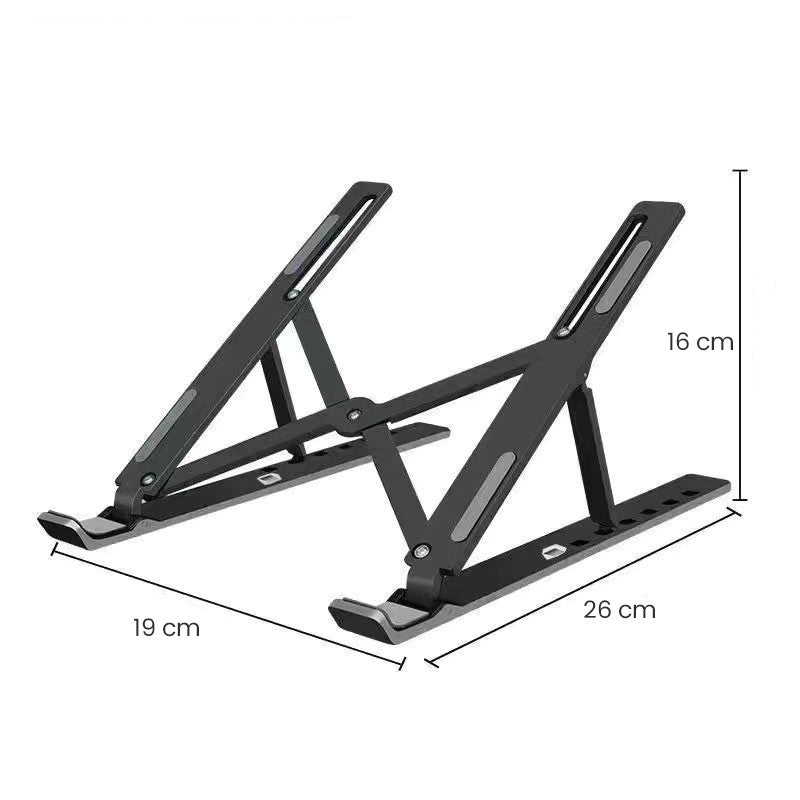 Suport pentru Laptop, Klevo, Suport Portabil Pliabil, Universal Reglabil Suspendat pentru Tableta, din Aliaj si ABS, 100-160 mm, 26 x 19 x 16 cm, Negru
