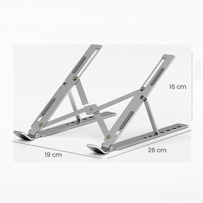 Suport pentru Laptop, Klevo, Suport Portabil Pliabil, Universal Reglabil Suspendat pentru Tableta, din Aliaj si ABS, 100-160 mm, 26 x 19 x 16 cm, Silver Gray