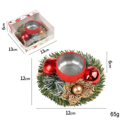 Suport pentru Lumanare de Craciun, Klevo, Model Cupa cu 2 Globutele Rosii, Sfesnic de Tip Ghirlanda, Decoratiune pe Masa de Craciun, 12 x 12 x 6 cm, Rosu