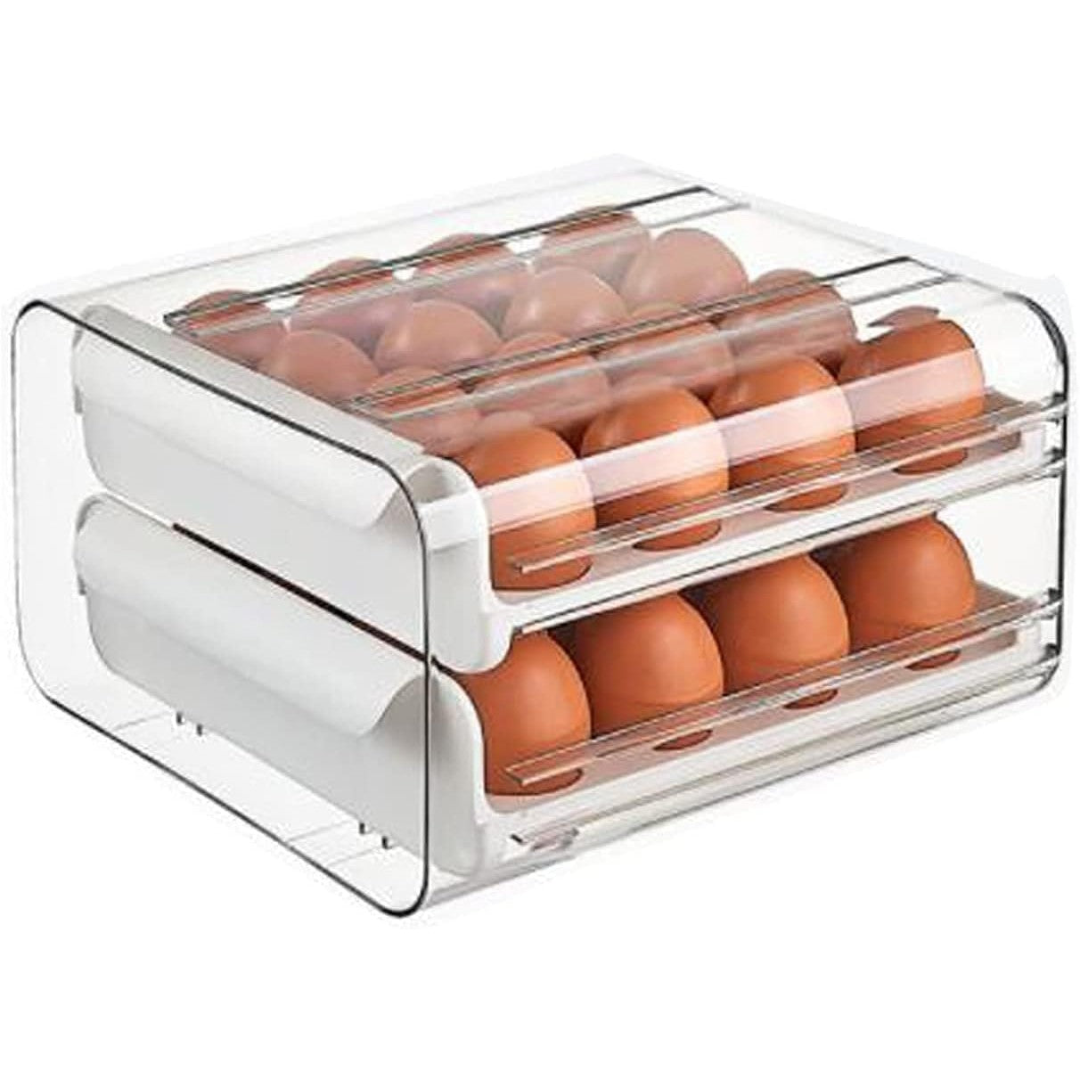 Suport pentru Oua, Klevo, Strat Dublu, Capacitate 32 de Oua,  23.5x21.5 cm, din Plastic, Alb