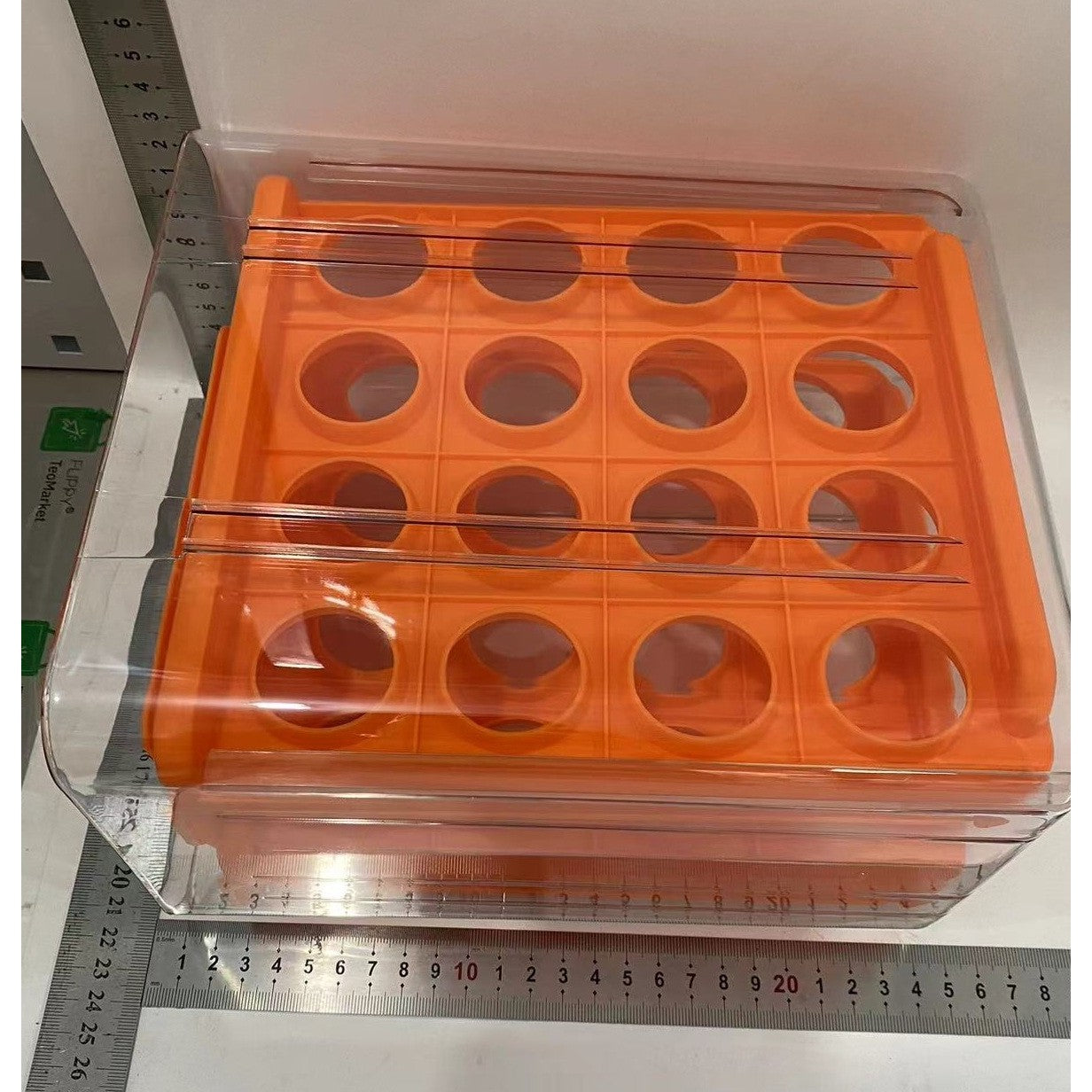 Suport pentru Oua, Klevo, Strat Dublu, Capacitate 32 de Oua, 23.5x21.5 cm, din Plastic, Portocaliu