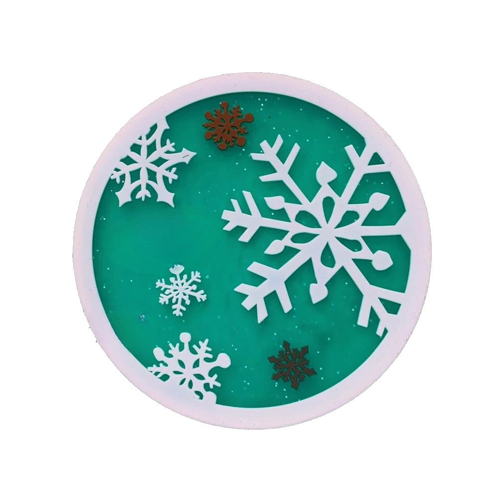 Suport pentru Pahar, Klevo, Model Fulg de Nea, din PVC, 10 cm, Rezistent la Caldura, Verde