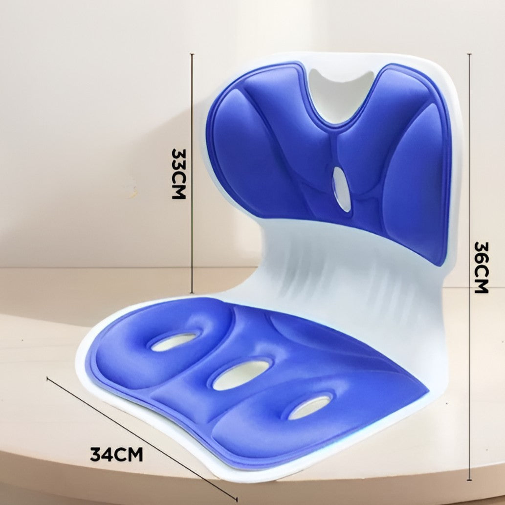 Suport pentru Scaun, Klevo, pentru Corectarea Posturii, Portabil, Ergonomic, Ameliorare Durere, Respirabil, 36x34x33 cm, Marime L, Albastru